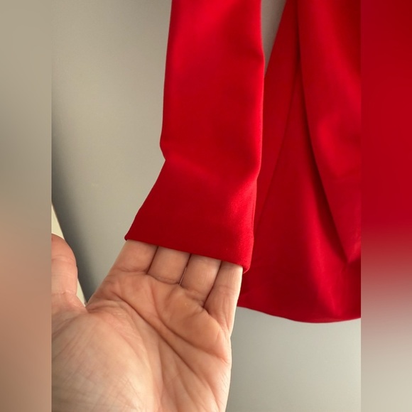 DKNY Womens Red Draped Ruched Sheath Long Sleeve Knee Length Wrap New Dress 2P - Picture 5 of 10